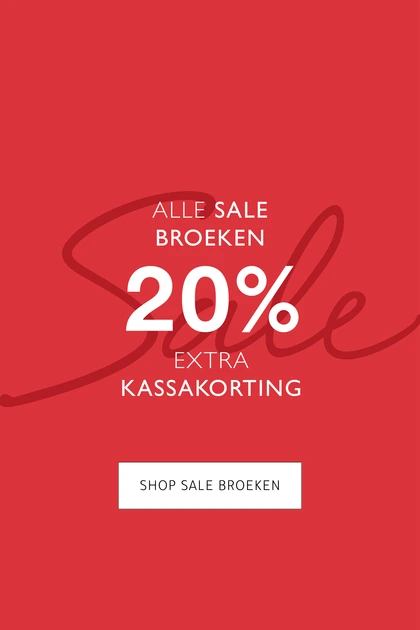 20% extra kassakorting op broeken