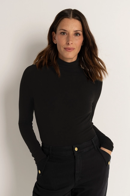 Aangesloten jersey top met col