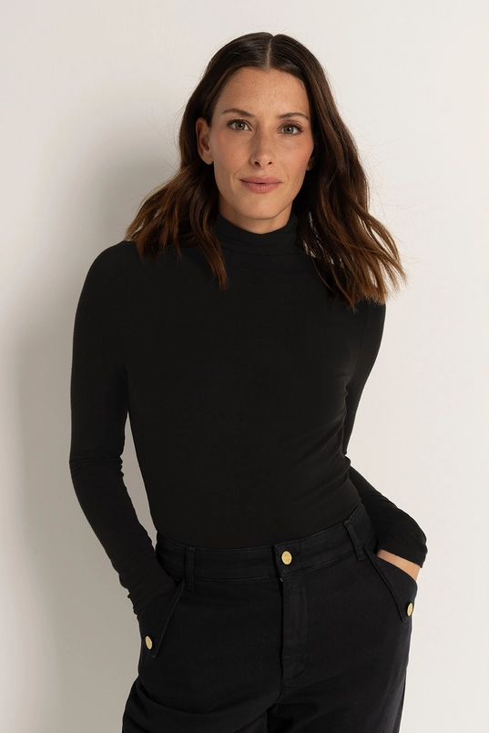Aangesloten jersey top met col