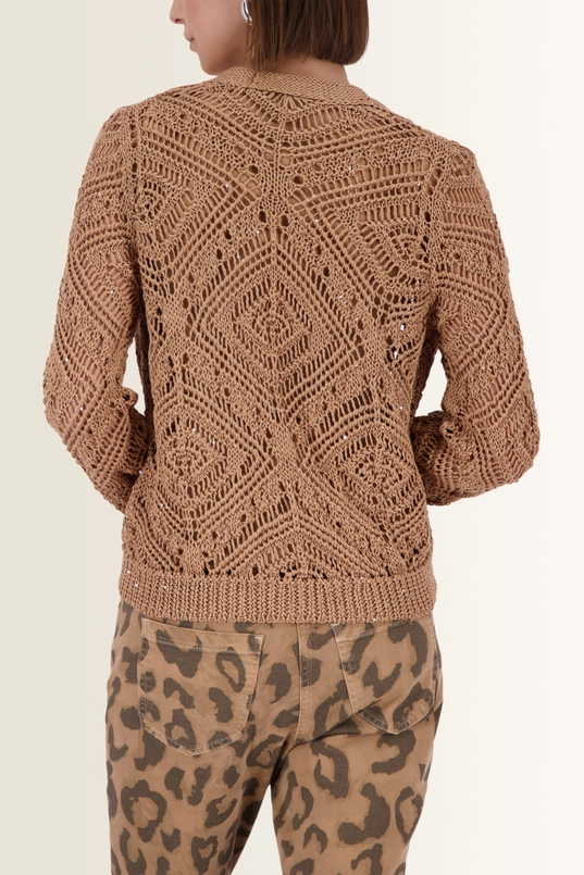 Ajour vest met pailletten Monari