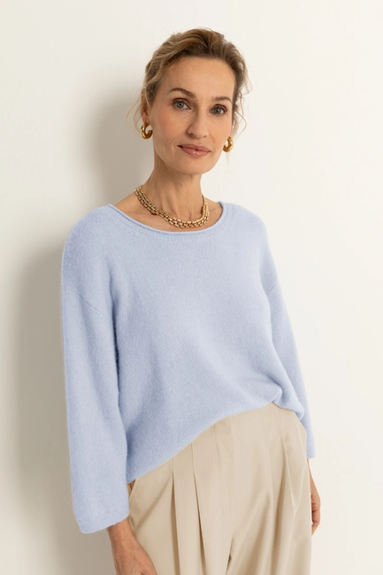 Alpaca blend trui met 3/4-mouwen