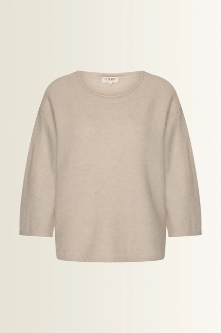 Alpaca blend trui met 3/4-mouwen