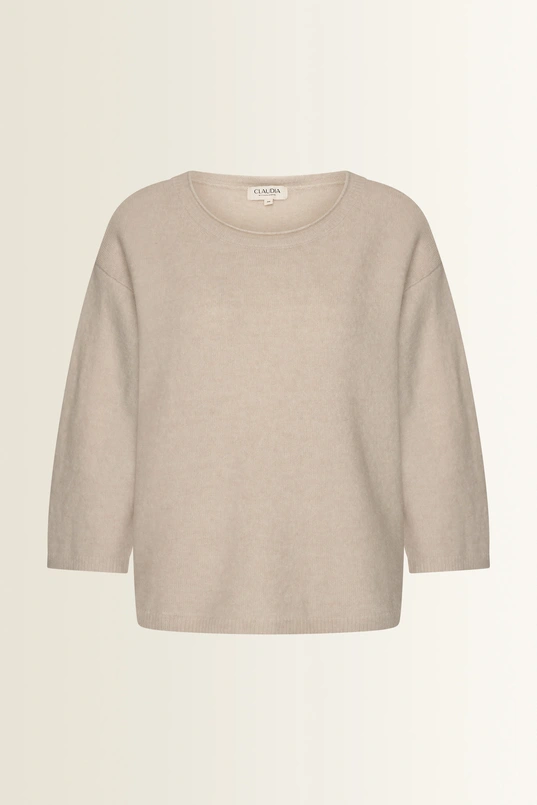 Alpaca blend trui met 3/4-mouwen