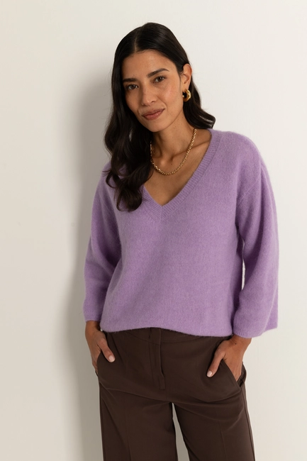 Alpaca blend trui met V-hals