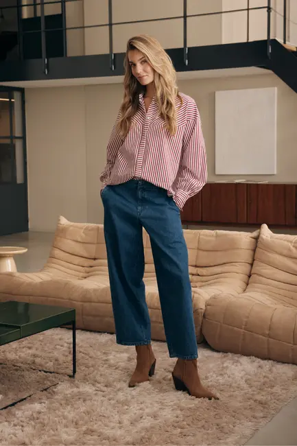 Barrel jeans met zijpanelen