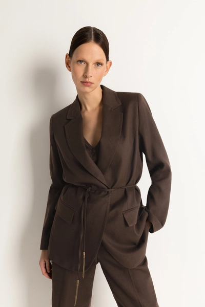 Blazer met smalle strik ceintuur