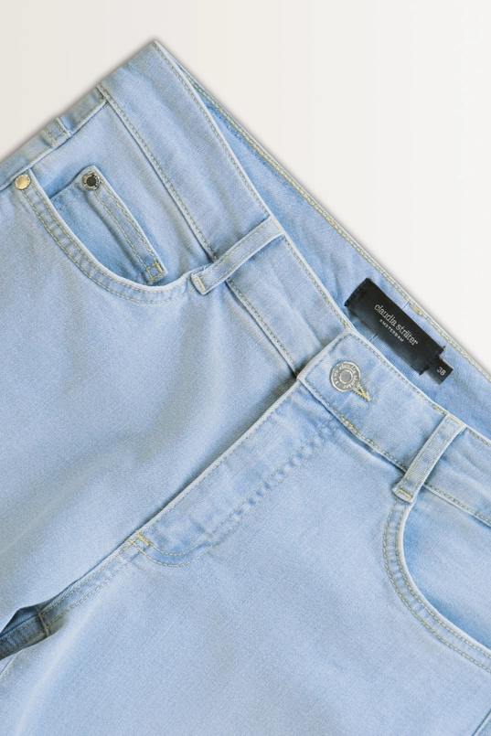 Bleached flared jeans low-rise taille