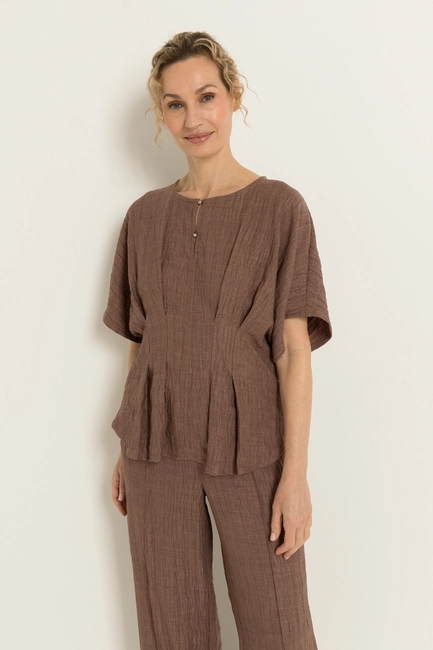 Blouse in crinkle structuur