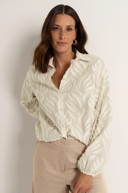Blouse met 3D-bladstructuur