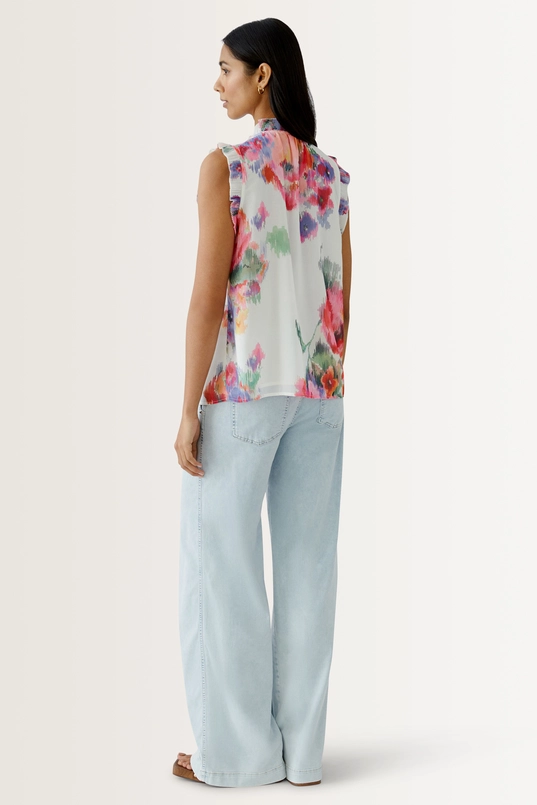 Blouse met aquarelprint in chiffon OUI