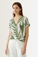 Blouse met bladprint en streepdessin OUI