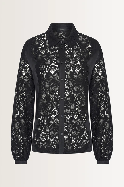 Blouse met bloemenkant