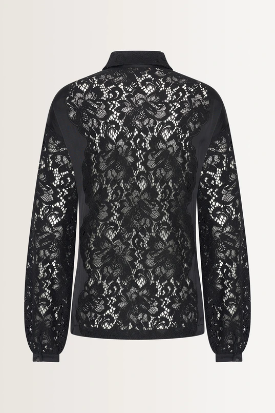 Blouse met bloemenkant