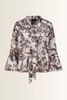 Blouse met botanische print en strikband Monari