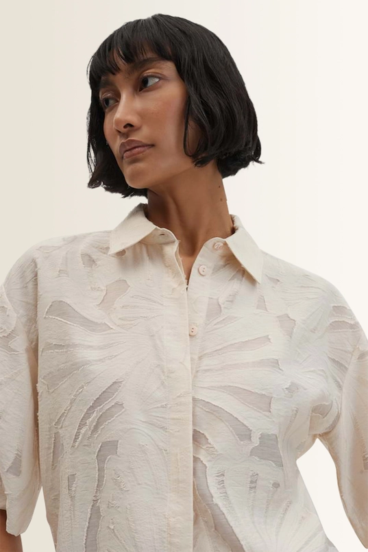 Blouse met fil coupé bloemenmotief Zlowera Someday