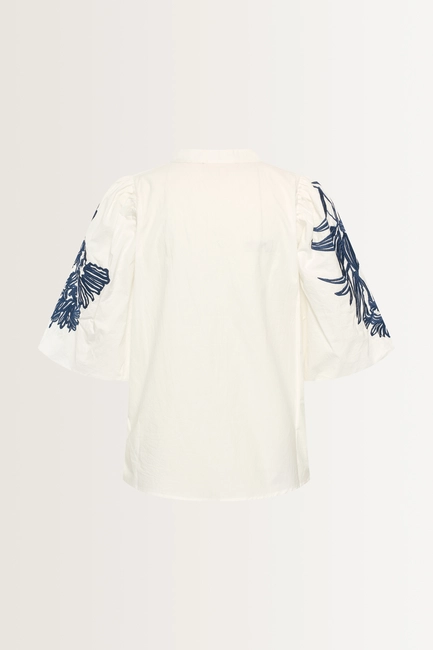 Blouse met geborduurde mouwen