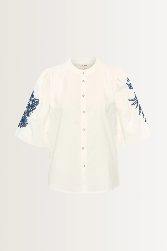 Blouse met geborduurde mouwen