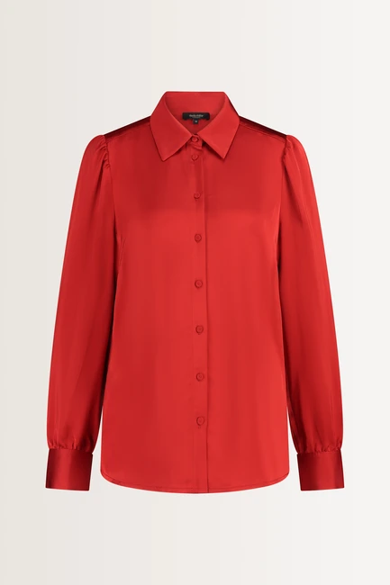 Blouse met glanzende satijnweving