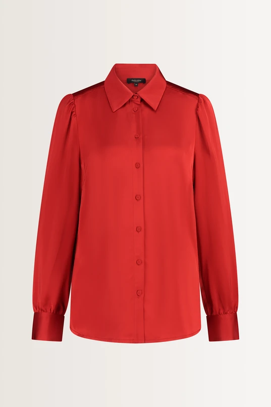 Blouse met glanzende satijnweving