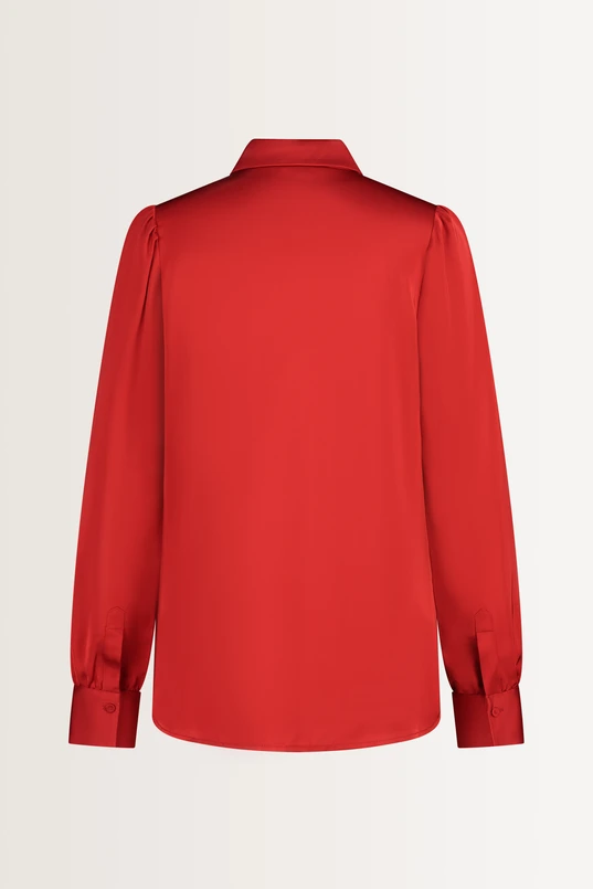 Blouse met glanzende satijnweving