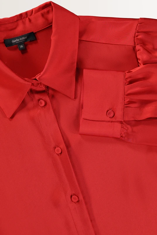 Blouse met glanzende satijnweving