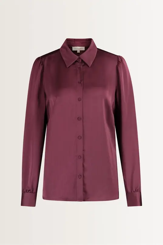 Blouse met glanzende satijnweving