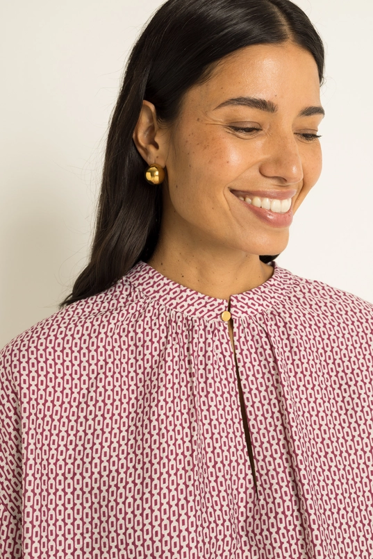 Blouse met grafische print en pofmouwen