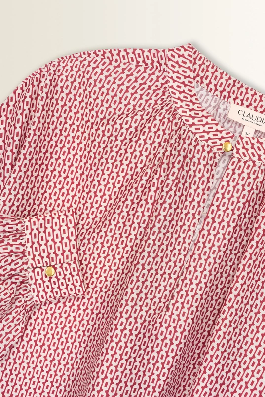Blouse met grafische print en pofmouwen