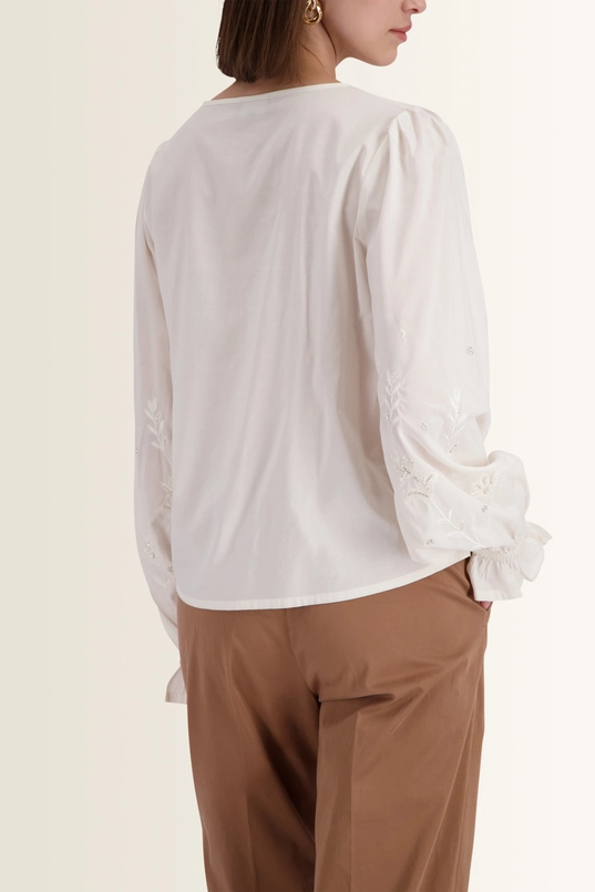 Blouse met kraaltjes en volantdetails Monari