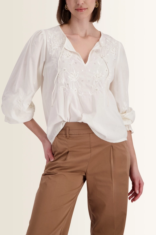 Blouse met kraaltjes en volantdetails Monari