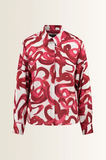Blouse met penseelstreekdessin