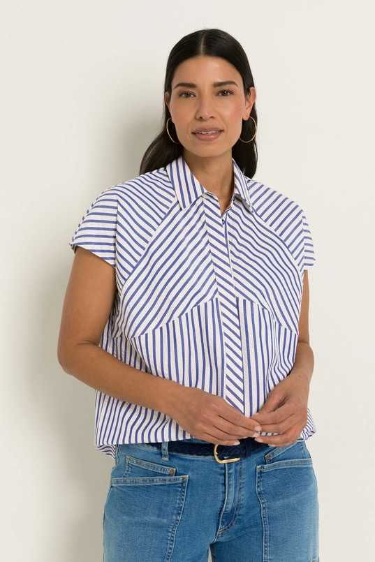 Blouse met speels streepeffect