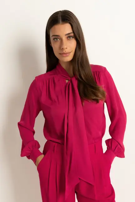 Blouse met strikhals