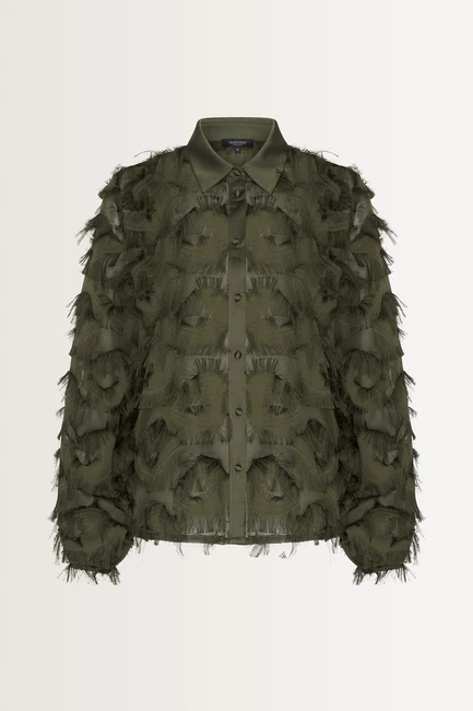 Blouse met veertjes
