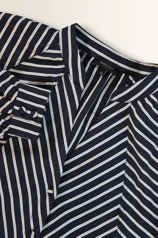 Blouse met wisselende streeprichting