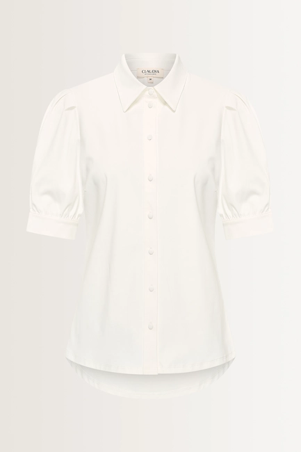 Blouse travelstof pofmouwen