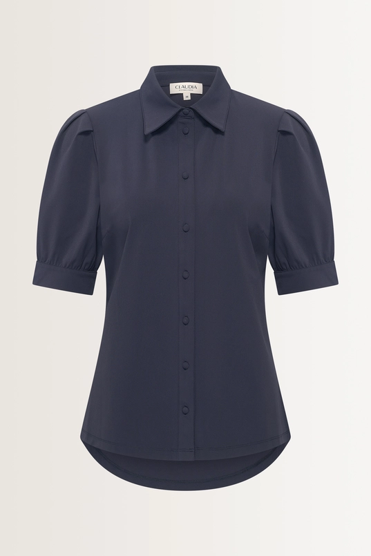 Blouse travelstof pofmouwen
