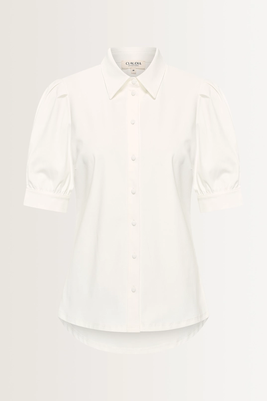 Blouse travelstof pofmouwen