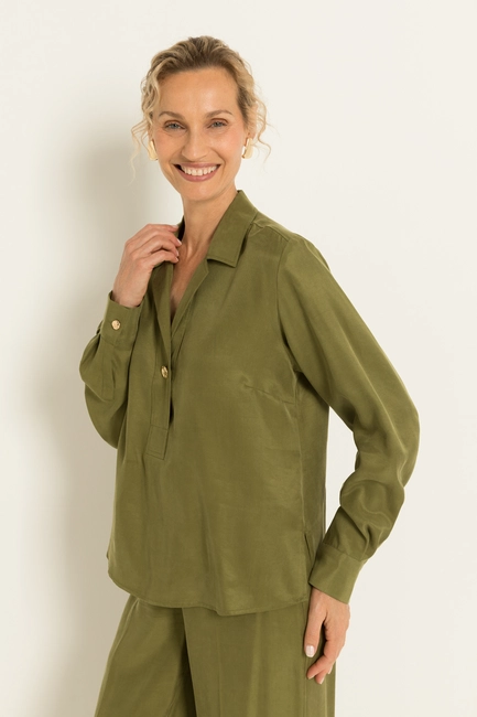Blouse van glanzend lyocell