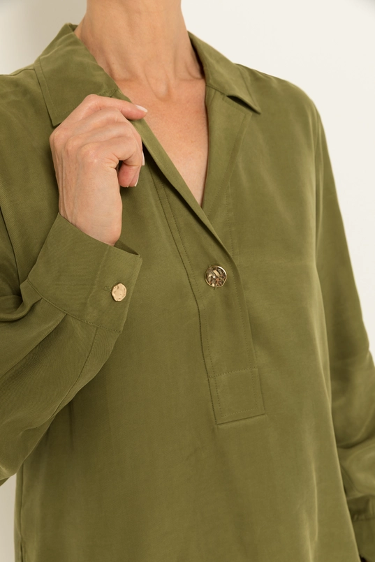 Blouse van glanzend lyocell