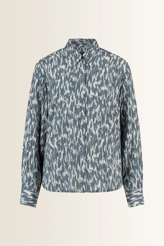 Blouse, woven, allover print, long slvs