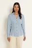 Blouse, woven, stripe, pleats at waist