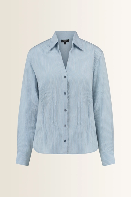 Blouse, woven, stripe, pleats at waist