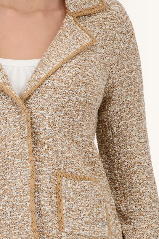 Bouclé jasje met reverskraag Monari