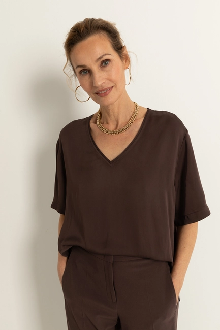 Boxy blouse met V-hals