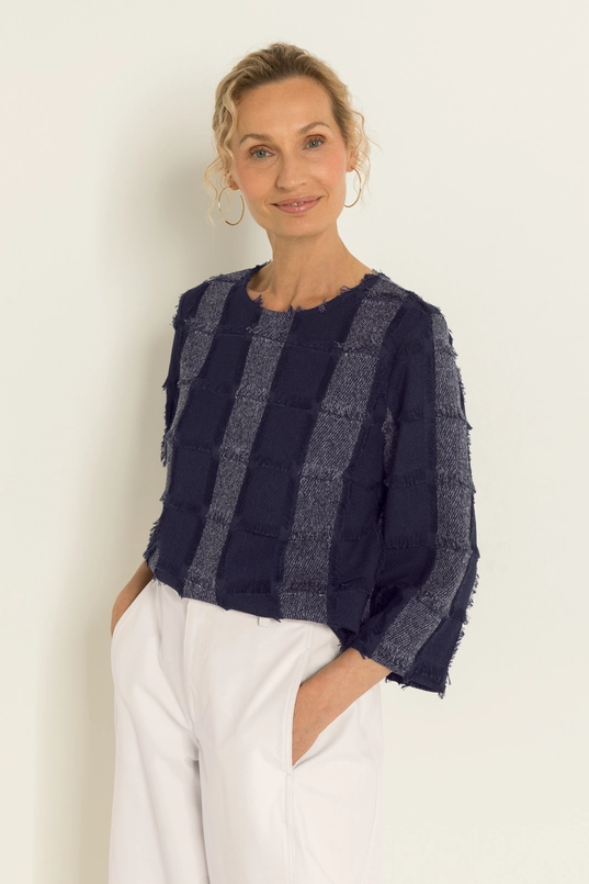 Boxy top met ruitstructuur