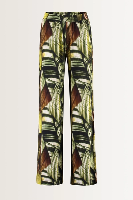 Broek botanische print en wijde pijpen