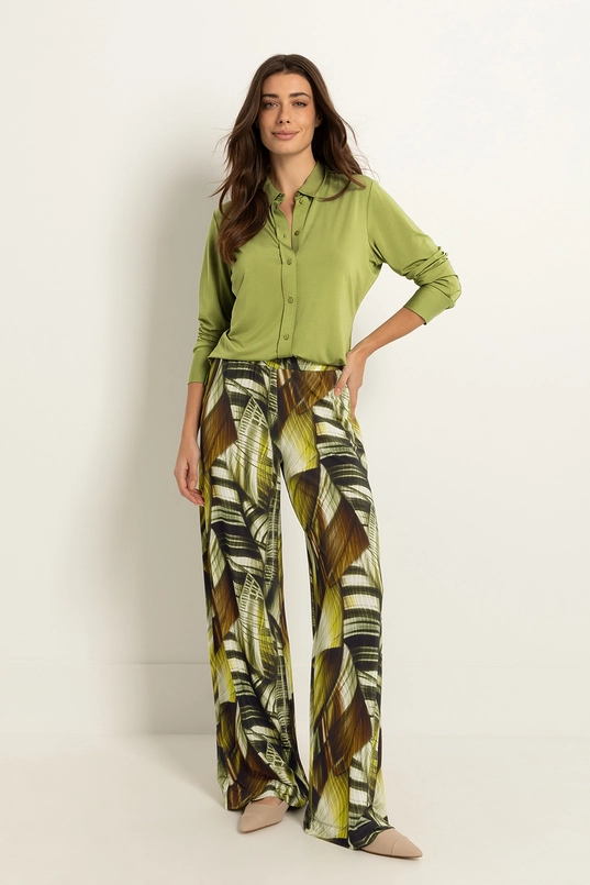 Broek botanische print en wijde pijpen