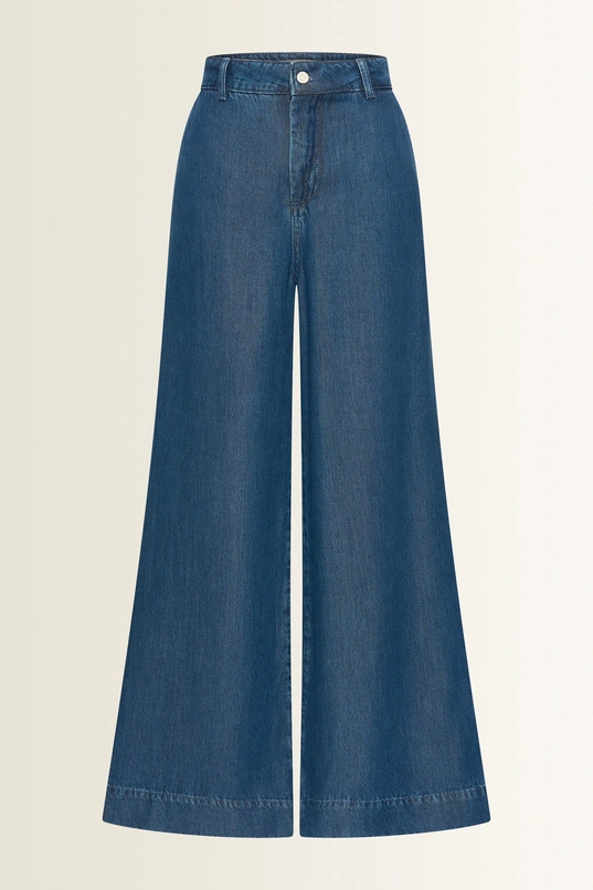 Broek in soepelvallende denim