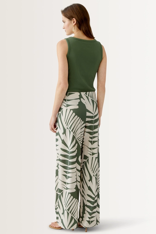 Broek met bladprint OUI